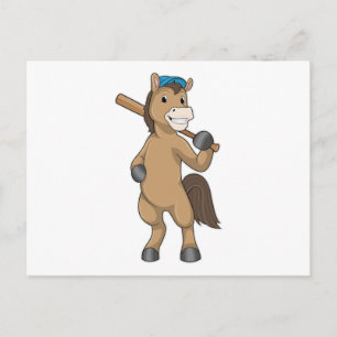 Cartão Postal Cavalo no beisebol com taco de beisebol