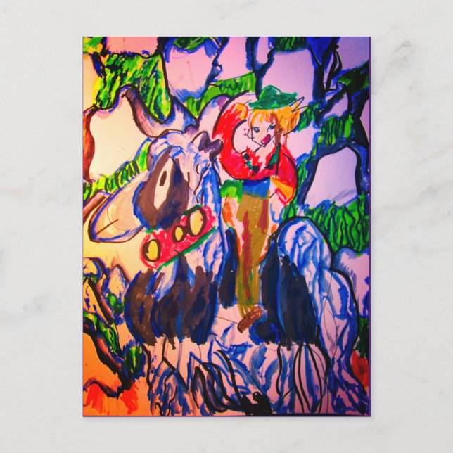 Cartão Postal Cavalo no vidro de inverno bloco de fotos com queb (Frente)