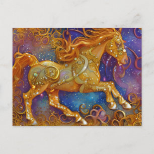 Cartão Postal Cavalo Ouro do ornamentado