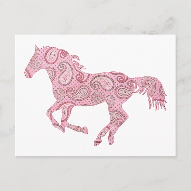Cartão Postal Cavalo Paisley Rosa (Frente)