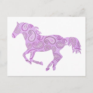 Cartão Postal Cavalo Paisley Roxo Fofo