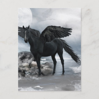 Cartão Postal cavalo preto Pegasus