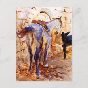 Cartão Postal Cavalo Sela, Palestina por John Singer Sargent