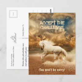 Cartão Postal Cavalo Selvagem Branco Atravessando o Deserto - Co