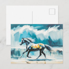 Cartão Postal Cavalo selvagem correndo ao longo da costa