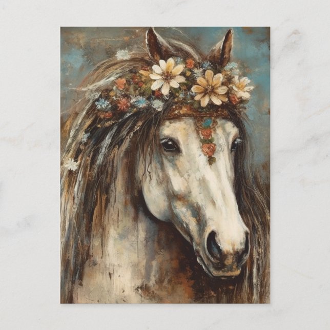 Cartão Postal Cavalo usando uma coroa (Frente)
