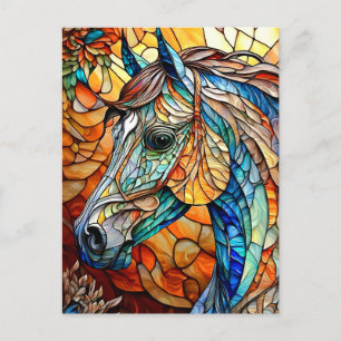 Cartão Postal Cavalo Vibrante de Vidro Estampado 25