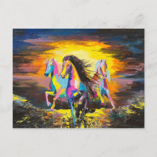 Cartão Postal Cavalos