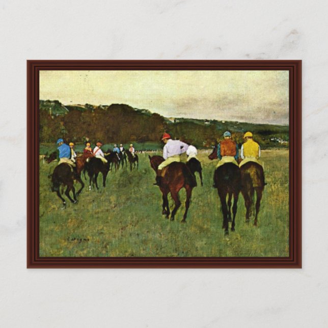 Cartão Postal Cavalos De Corrida Em Longchamp Por Edgar Degas (Frente)