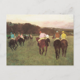Cartão Postal Cavalos de corrida em Longchamp por Edgar Degas