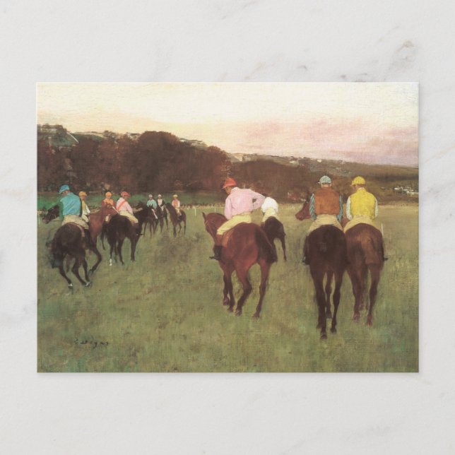 Cartão Postal Cavalos de corrida em Longchamp por Edgar Degas (Frente)