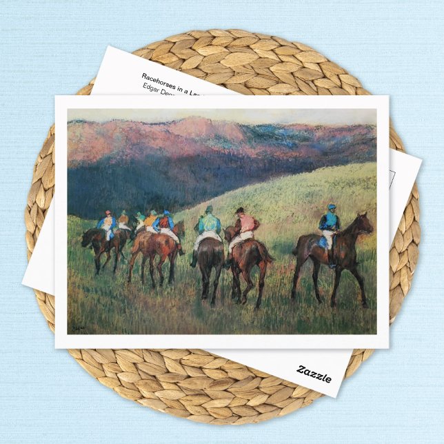 Cartão Postal Cavalos de corrida em uma paisagem Edgar Degas (Criador carregado)