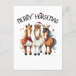 Cartão Postal Cavalos de Natal da Feliz de Natal