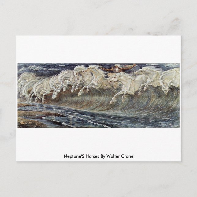 Cartão Postal Cavalos De Netuno Por Walter Crane (Frente)