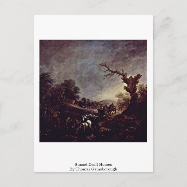 Cartão Postal Cavalos De Rascunho Sunset Por Thomas Gainsborough (Frente)