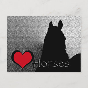 Cartão Postal Cavalos do Coração I Coração Vermelho (metálico pr