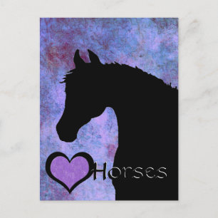 Cartão Postal Cavalos do Coração III (roxo/azul)