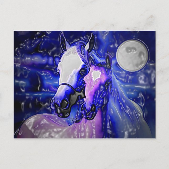 Cartão Postal Cavalos e Noite (Frente)
