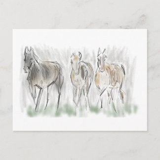 Cartão Postal Cavalos em abstrato