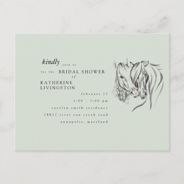 Cartão Postal Cavalos Russos Chá de panela de Sage Nuzzling (Frente)