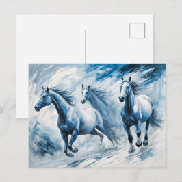Cartão Postal Cavalos Selvagens Atravessando Ondas