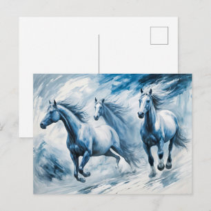 Cartão Postal Cavalos Selvagens Atravessando Ondas