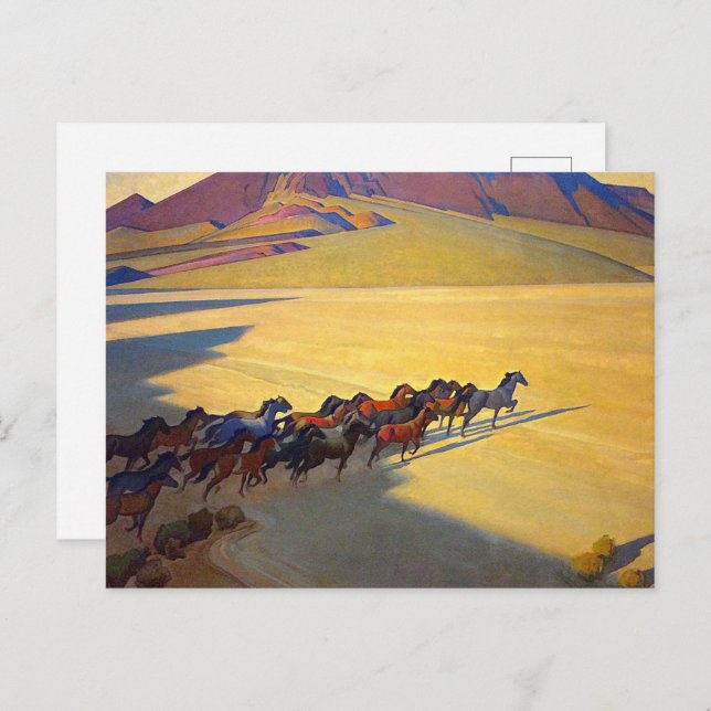 Cartão Postal Cavalos selvagens de Nevada por Maynard Dixon (Frente/Verso)