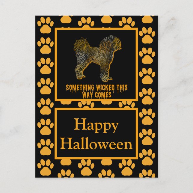 Cartão Postal Cavapoo English Dog Silhoueen Halloween (Frente)