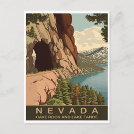Cartão Postal Cave Rock e Lago Tahoe Nevada, Viagem