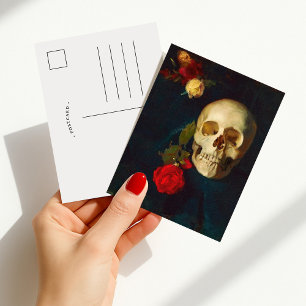 Cartão Postal Caveira com Rosas   Carl Schuch