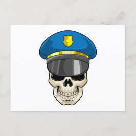 Cartão Postal Caveira como policial com chapéu de polícia
