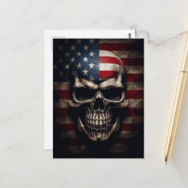 Cartão Postal Caveira da Bandeira Americana