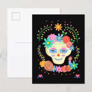 Cartão Postal Caveira de Açúcar do Día de los Muertos