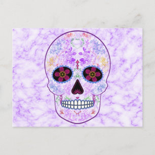 Cartão Postal Caveira de Açúcar do Dia dos Mortos - Roxo e Multi