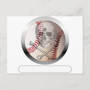 Cartão Postal Caveira de Baseball e Crossbones
