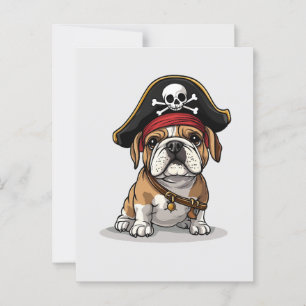 Cartão Postal Caveira de Ossos Cruzados do Bulldog Inglês Pirata