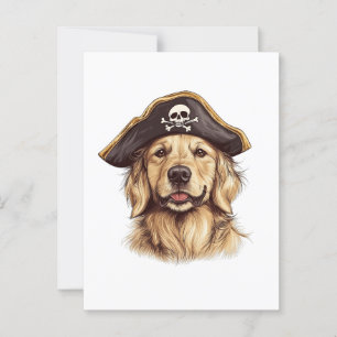 Cartão Postal Caveira do Cachorro do Retriever do Ouro Pirata