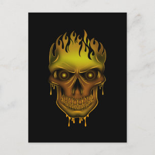 Cartão Postal Caveira Flame - Dourado