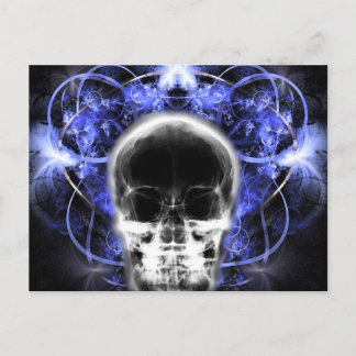 Cartão Postal Caveira Fractal Butterfly X - Indigo