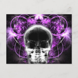 Cartão Postal Caveira Fractal De Borboleta De Raios X - Fuchsia