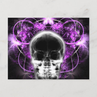 Cartão Postal Caveira Fractal De Borboleta De Raios X - Fuchsia