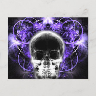 Cartão Postal Caveira Fractal De Borboleta De Raios X - Roxo