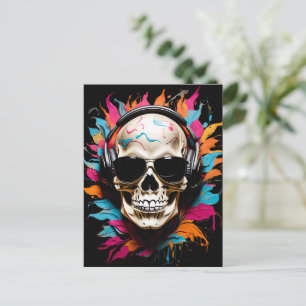 Cartão Postal Caveira musical engraçada fofa