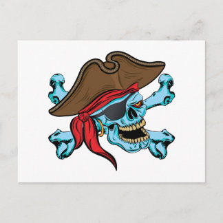 Cartão Postal Caveira Pirata e Crossbones