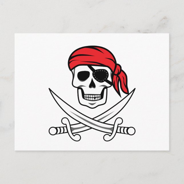 Cartão Postal Caveira Pirata e Crossbones (Frente)