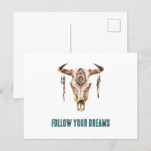 Cartão Postal Caveira Tribal Nativa