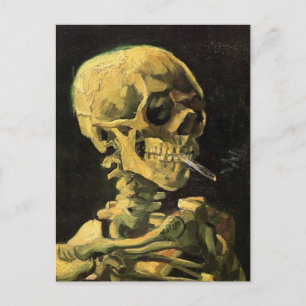 Cartão Postal Caveira Van Gogh com Cigarro De Queima, Arte Vinta