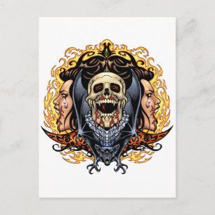 Cartão Postal Caveiras, Vampiros e Morcegos personalizáveis por 
