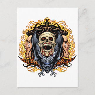Cartão Postal Caveiras, Vampiros e Morcegos personalizáveis por