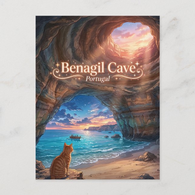 Cartão Postal Caverna de Benagil Portugal (Frente)